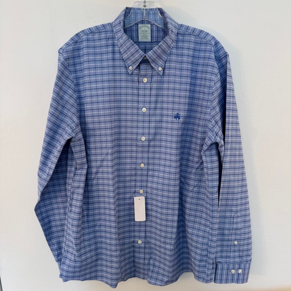NWT Brooks Brothers Original Polo Shirt Slim Fit Non-Iron Stretch Button Down